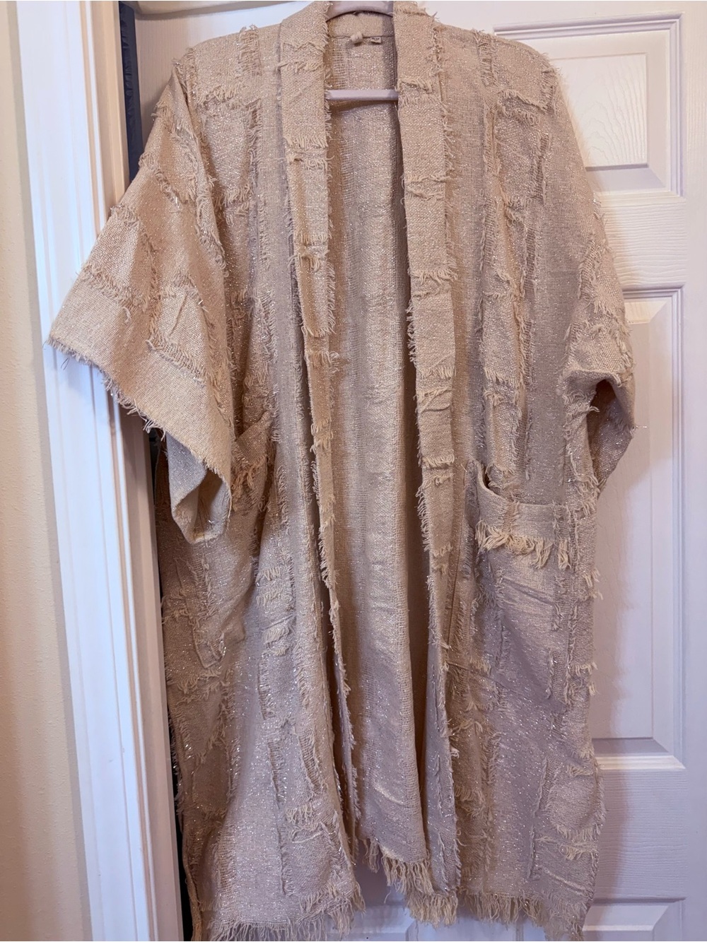 Pilcro One Size Beige/Metallic Kimono Style Cardigan
